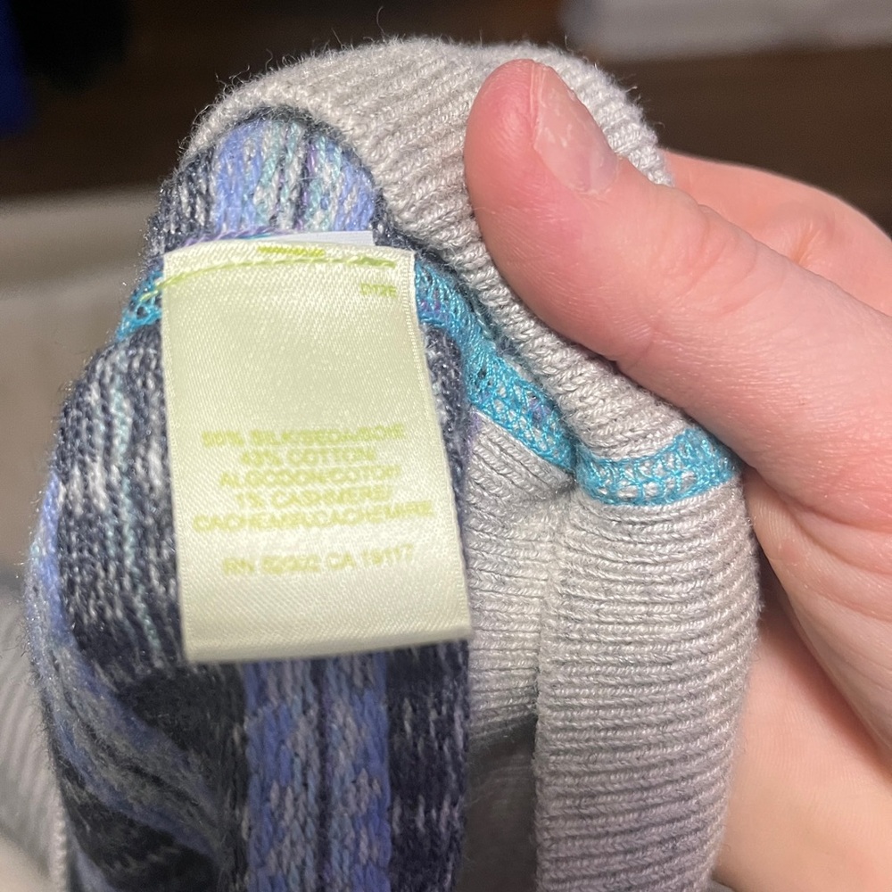 Sigrid Olson Gray and Blue Patterned Sweater - image 4